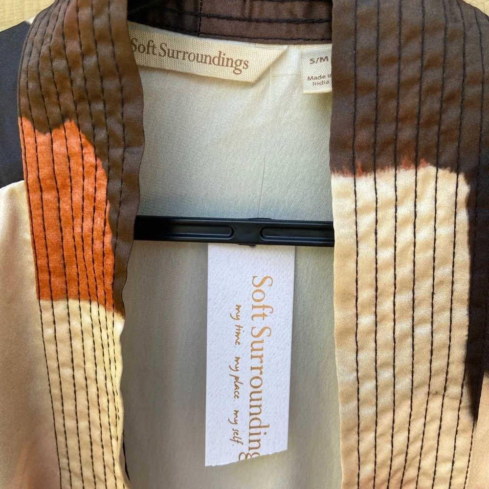 NWT Soft Surroundings Ainsley Abstract Kimono, Copper-S/M - Picture 6 of 8